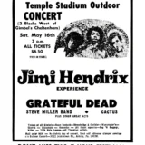 Jimi Hendrix Experience, Grateful Dead 1970 Philadelphia, PA Concert Poster