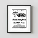 Jimi Hendrix Experience, Grateful Dead 1970 Philadelphia, PA Concert Poster