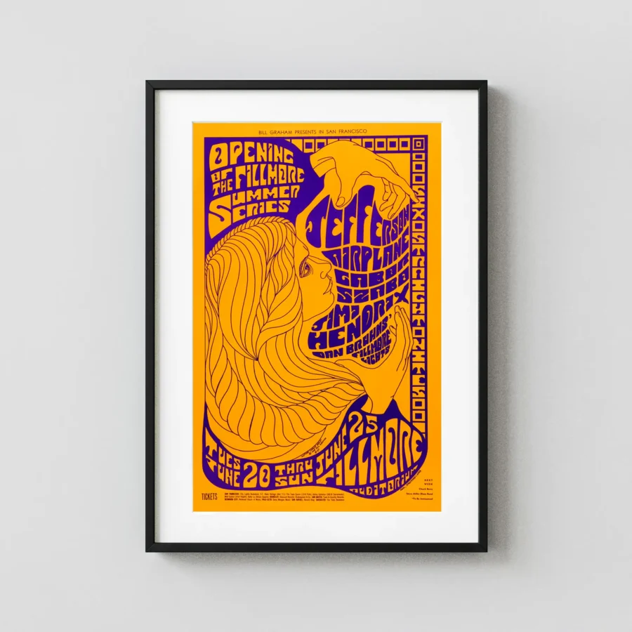 Jimi Hendrix, Jefferson Airplane 1967 Fillmore Concert Poster