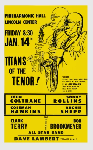 John Coltrane 1966 Philharmonic Hall, New York Concert Poster