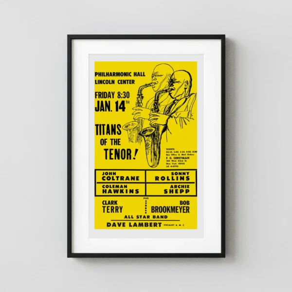 John Coltrane 1966 Philharmonic Hall, New York Concert Poster