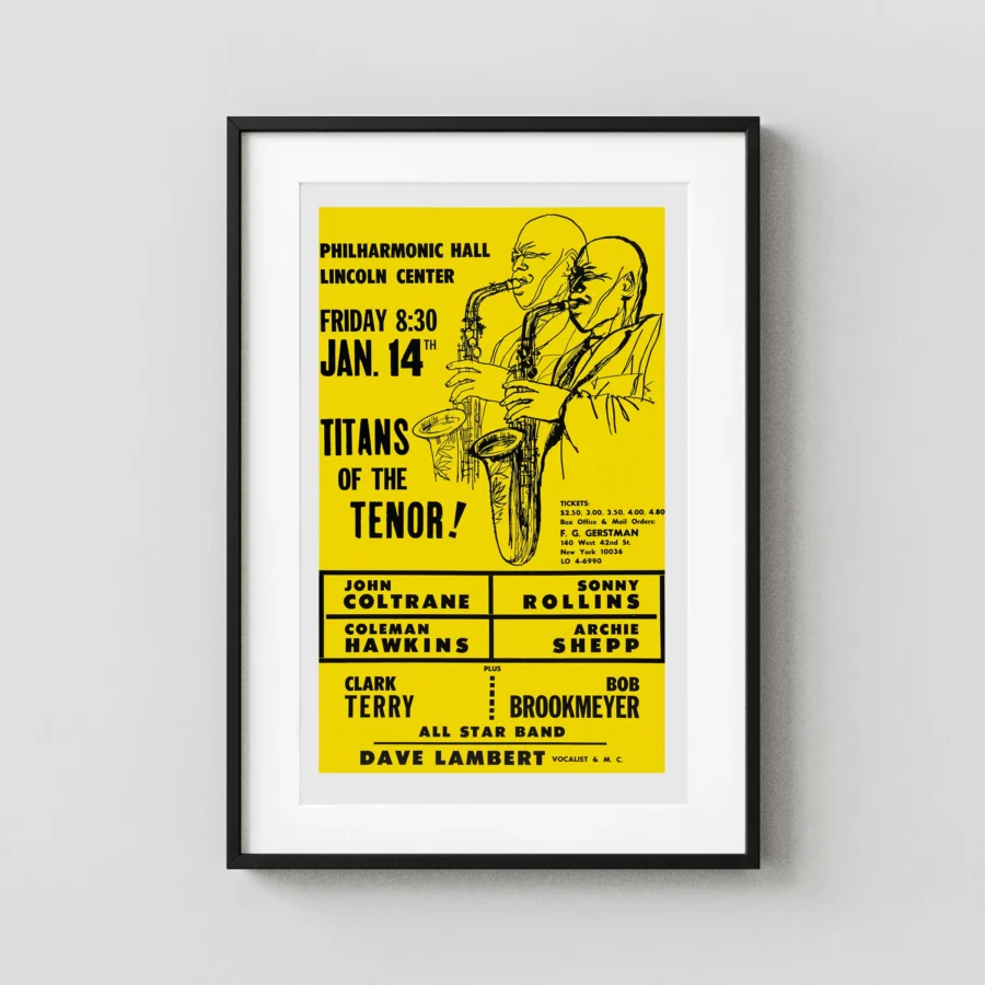 John Coltrane 1966 Philharmonic Hall, New York Concert Poster