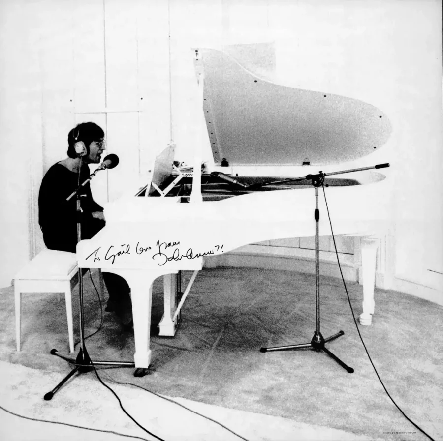 John Lennon Imagine Poster (1971) featuring white, light gray, and gray vertical artwork.