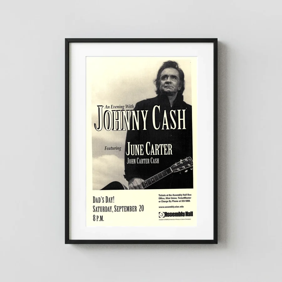 Johnny Cash 1997 Urbana-Champaign, IL Concert Poster