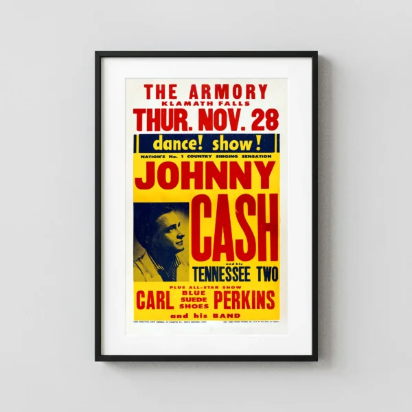 Johnny Cash, Carl Perkins 1957 Klamath Falls, OR Concert Poster