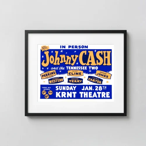 Johnny Cash, Patsy Cline, George Jones & Carl Perkins 1962 Concert Poster