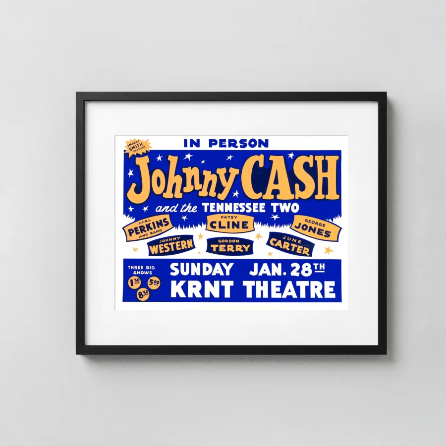 Johnny Cash, Patsy Cline, George Jones & Carl Perkins 1962 Concert Poster