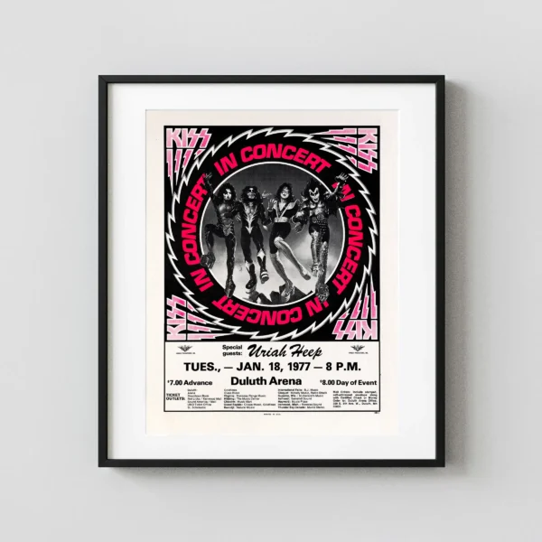 KISS 1977 Duluth, MN Rock and Roll Over Tour Concert Poster