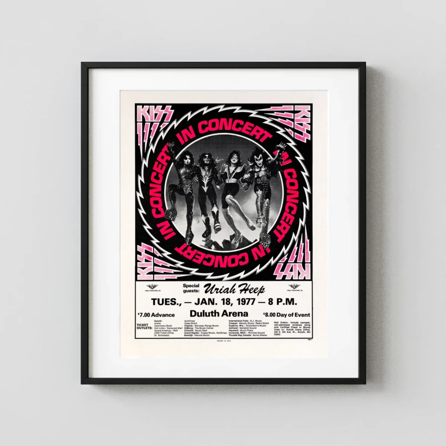 KISS 1977 Duluth, MN Rock and Roll Over Tour Concert Poster