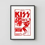 KISS, Rush 1975 Rockford, Illinois Concert Poster