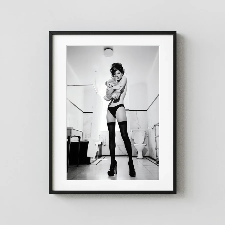 Kate Moss With Teddy Bear II 1991 Nude displayed as a framed wall mockup
