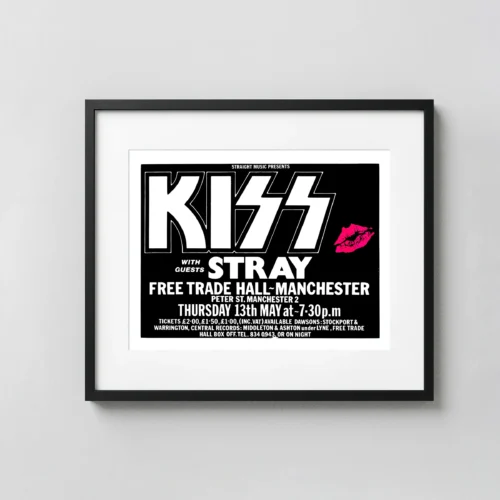 Kiss 1976 Free Trade Hall, Manchester, England Concert Poster