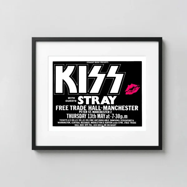 Kiss 1976 Free Trade Hall, Manchester, England Concert Poster