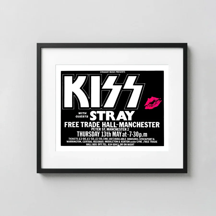 Kiss 1976 Free Trade Hall, Manchester, England Concert Poster