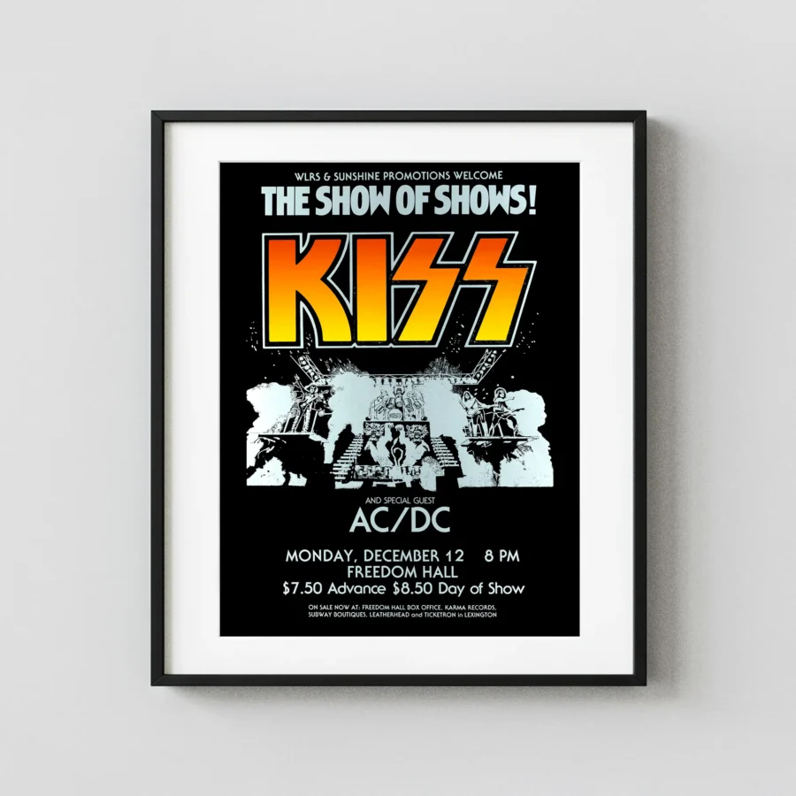 Kiss, AC/DC 1977 Louisville, KY Concert Poster