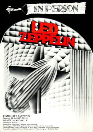 Led Zeppelin 1970 Berlin, Germany Second-Album-Tour Concert Poster
