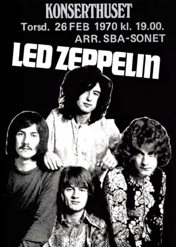 Led Zeppelin 1970 Stockholm, Sweden Second-Album Tour Large Concert Poster