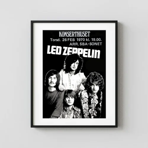 Led Zeppelin 1970 Stockholm, Sweden Second-Album Tour Large Concert Poster