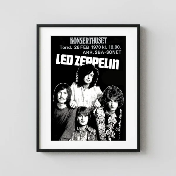 Led Zeppelin 1970 Stockholm, Sweden Second-Album Tour Large Concert Poster