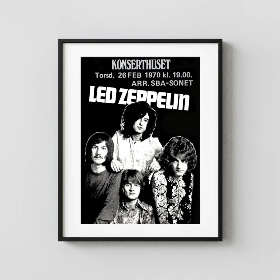Led Zeppelin 1970 Stockholm, Sweden Second-Album Tour Large Concert Poster