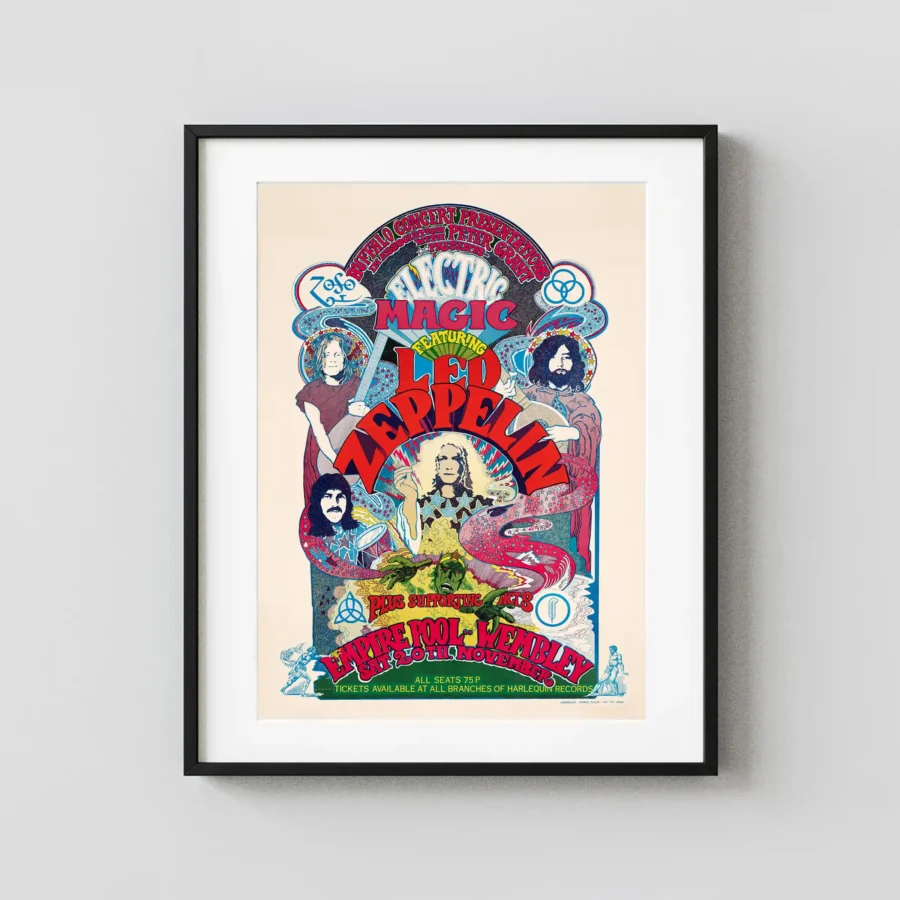 Led Zeppelin 1971 Empire Pool, Wembley, England Concert Merchandising Poster