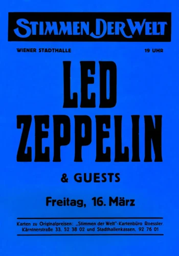 Led Zeppelin 1973 Vienna, Austria Concert Poster