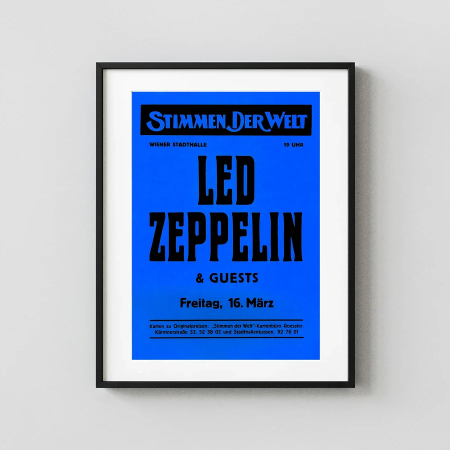 Led Zeppelin 1973 Vienna, Austria Concert Poster