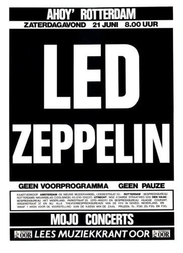 Led Zeppelin 1980 Rotterdam, Netherlands Large Concert Poster