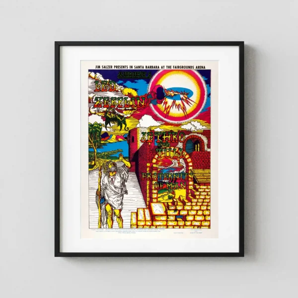 Led Zeppelin, Jethro Tull 1969 Santa Barbara, CA Concert Poster