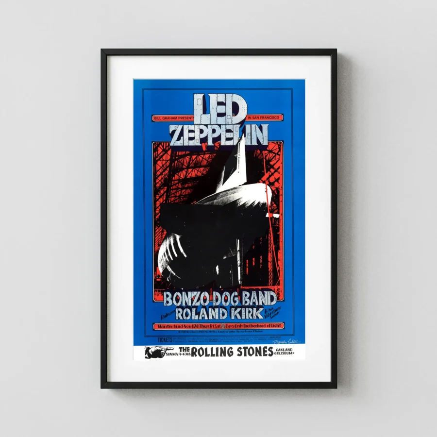 Led Zeppelin with Rolling Stones Plug 1969 Music Poster