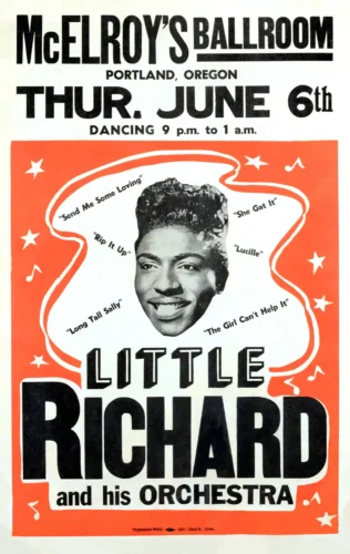 Little Richard 1957 Portland, Oregon Day-Glo Concert Poster