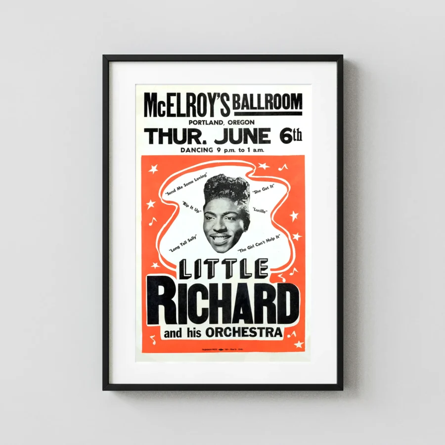 Little Richard 1957 Portland, Oregon Day-Glo Concert Poster
