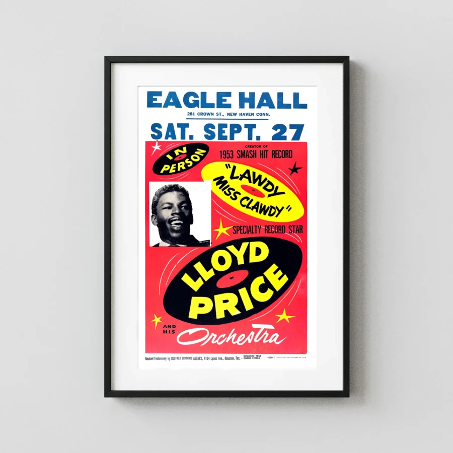 Lloyd Price 1958 New Haven, CT Cool "Spinning Discs" Concert Poster