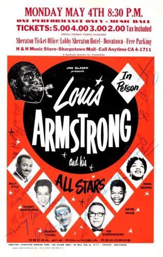 Louis Armstrong & His All-Stars 1964 Houston, TX Fully Concert Poster