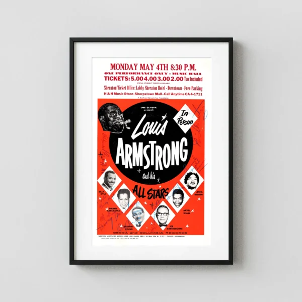 Louis Armstrong & His All-Stars 1964 Houston, TX Fully Concert Poster