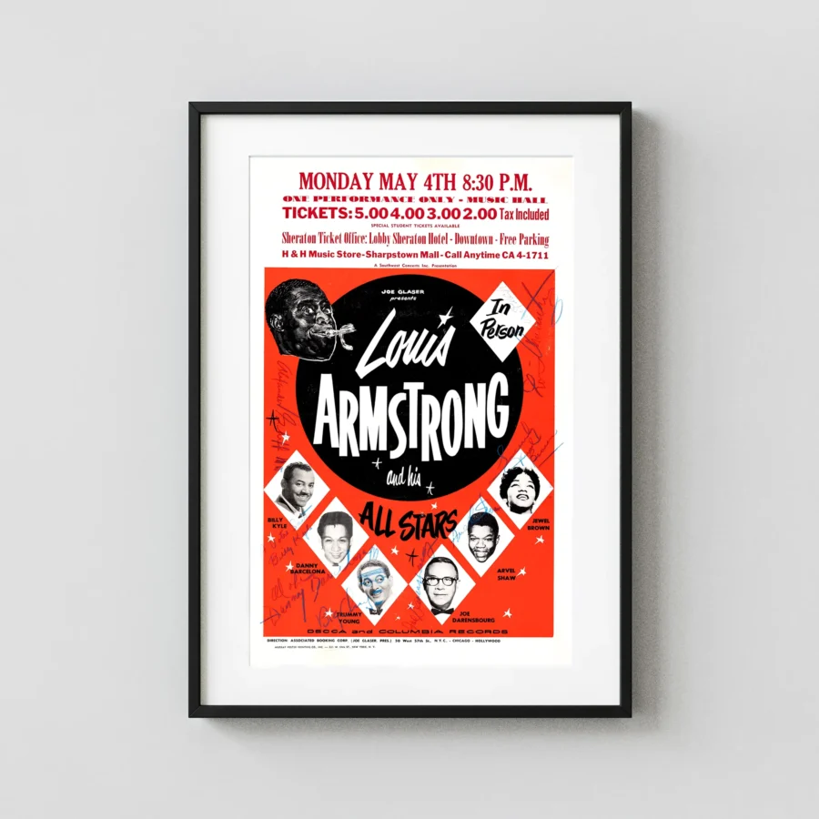 Louis Armstrong & His All-Stars 1964 Houston, TX Fully Concert Poster