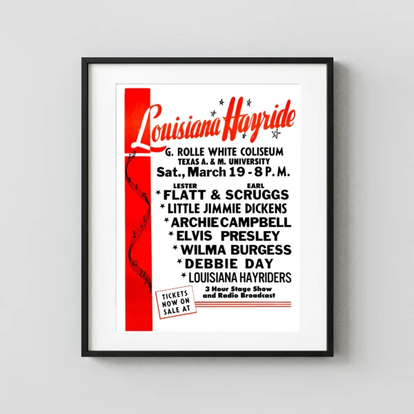 Louisiana Hayride Placard for a March 19, 1955 Music Poster