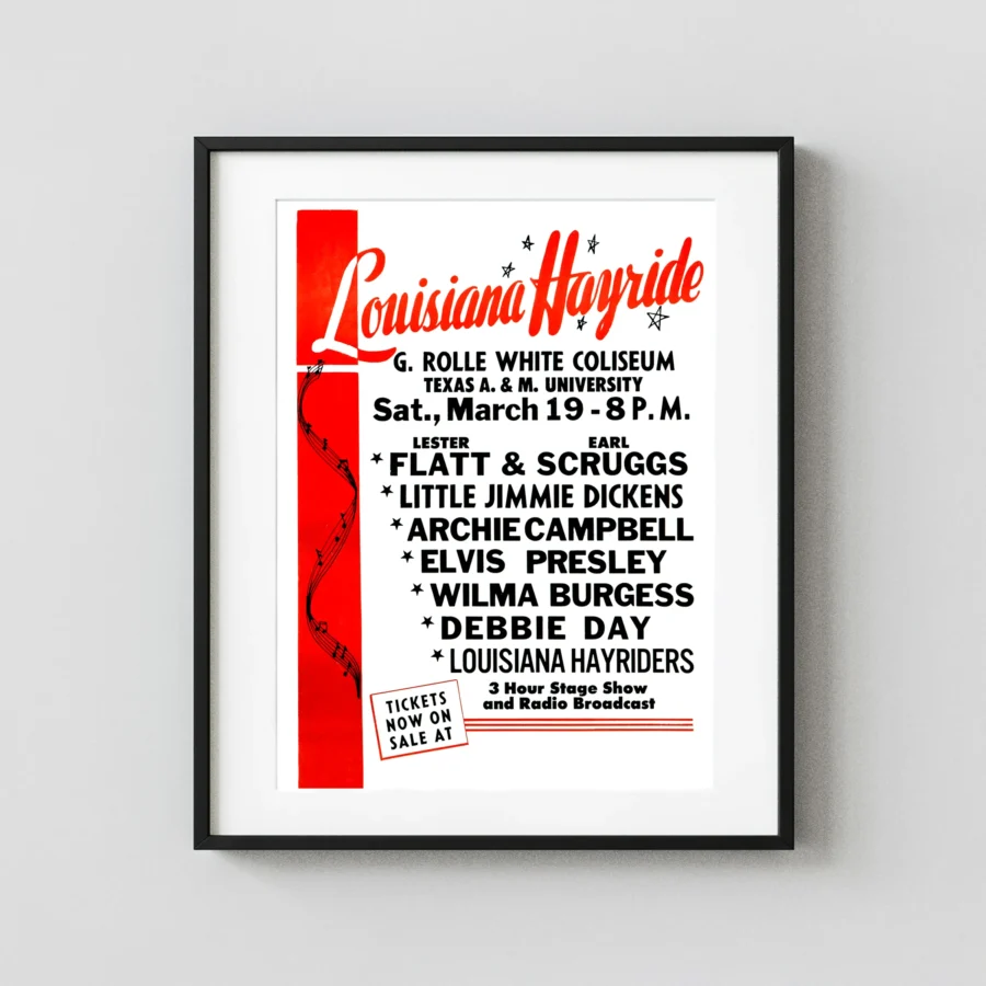 Louisiana Hayride Placard for a March 19, 1955 Music Poster