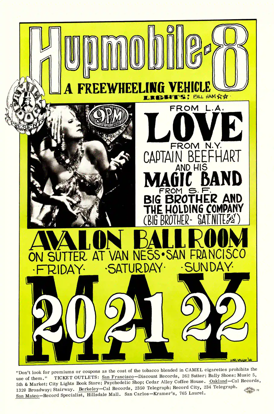Love, Captain Beefheart, BBHC poster with white, light gray, and black artwork and period lettering.