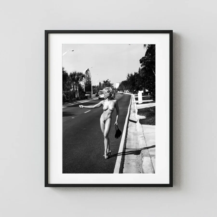Madonna Hitching 1992 Nude displayed as a framed wall mockup