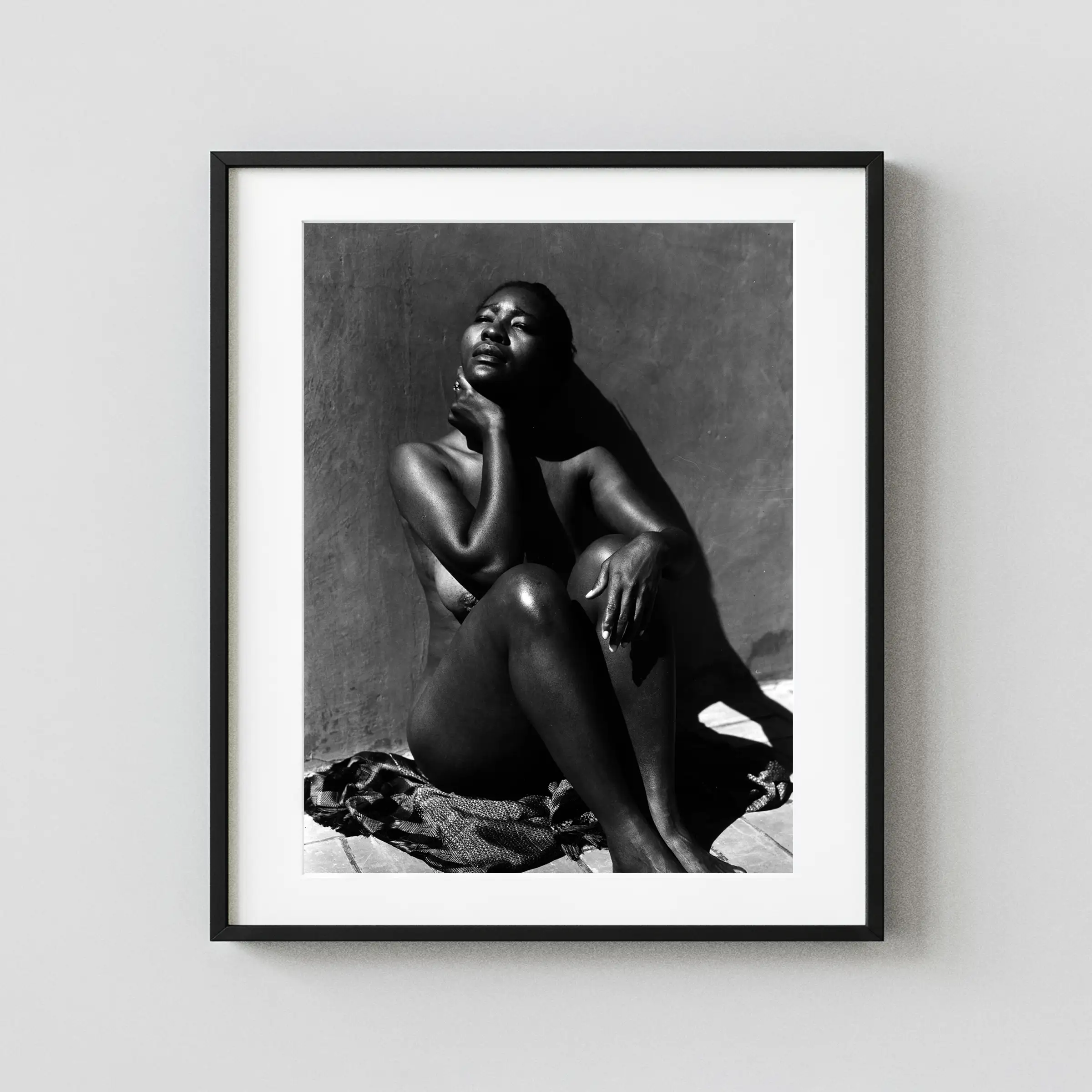 Maudelle Bass Seated Portrait 1930 Nude displayed as a framed wall mockup
