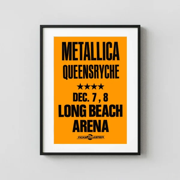 Metallica, Queensrÿche 1988 Long Beach, CA Concert Poster