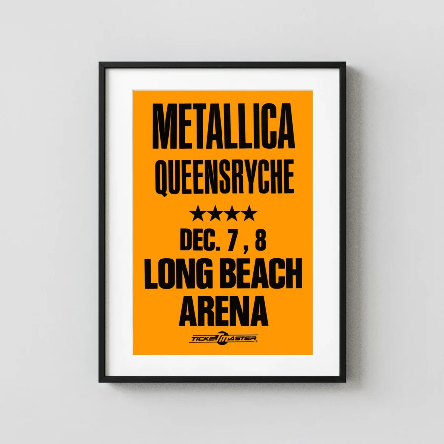 Metallica, Queensrÿche 1988 Long Beach, CA Concert Poster