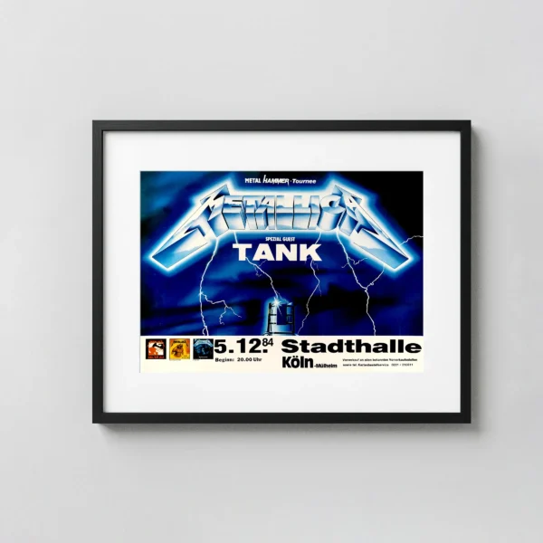 Metallica, Tank 1984 Ride the Lightning Era Köln, Germany Concert Poster