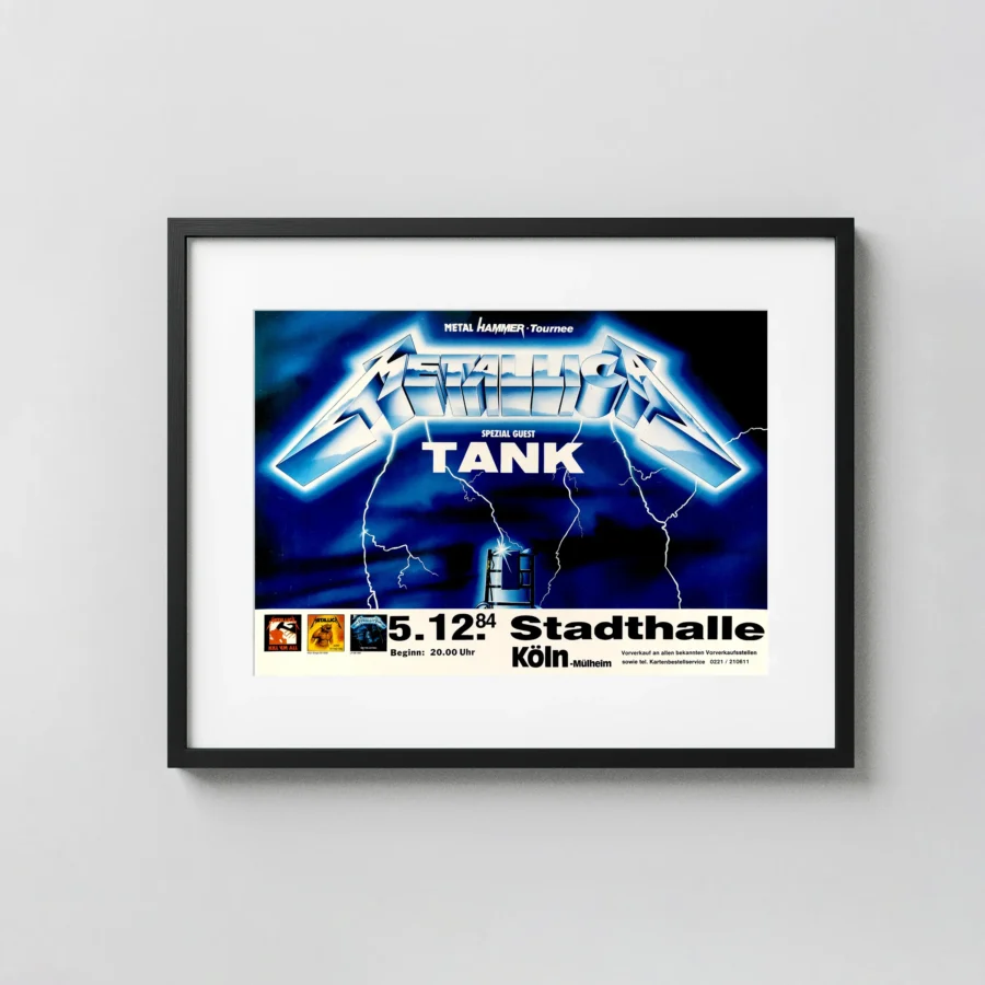 Metallica, Tank 1984 Ride the Lightning Era Köln, Germany Concert Poster