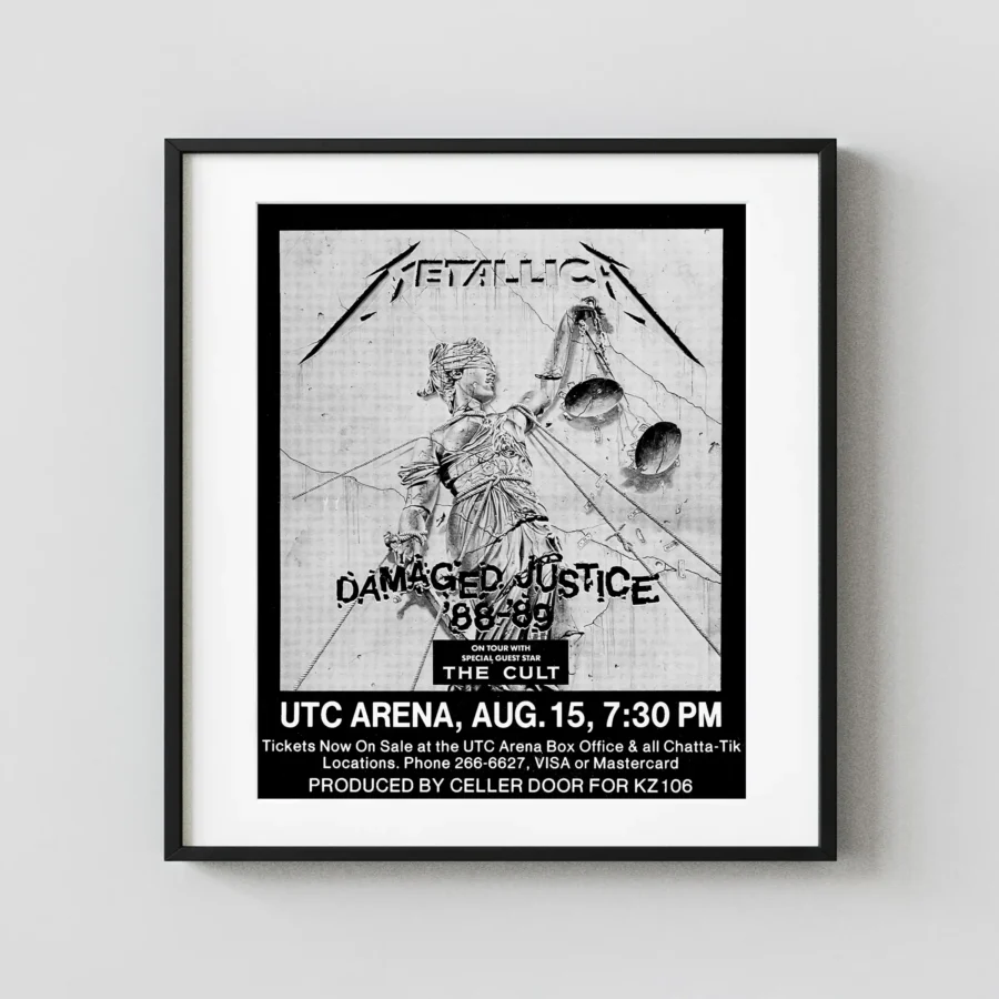 Metallica, the Cult 1989 Chattanooga, TN Concert Poster