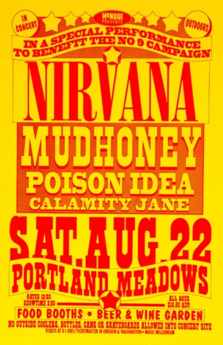Nirvana 1992 Portland Meadows Concert Poster