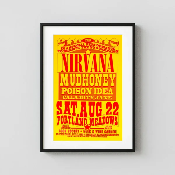 Nirvana 1992 Portland Meadows Concert Poster