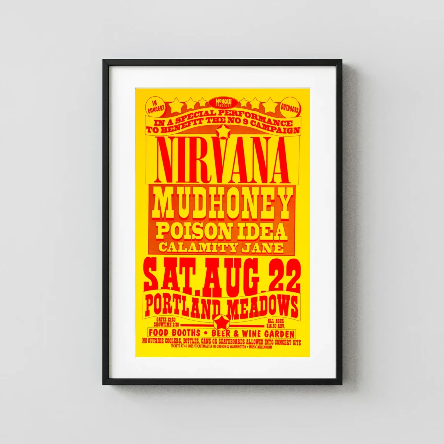 Nirvana 1992 Portland Meadows Concert Poster