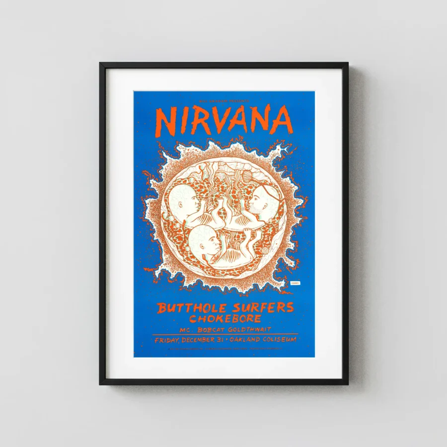 Nirvana 1993 in Utero Era Oakland, CA Concert Poster